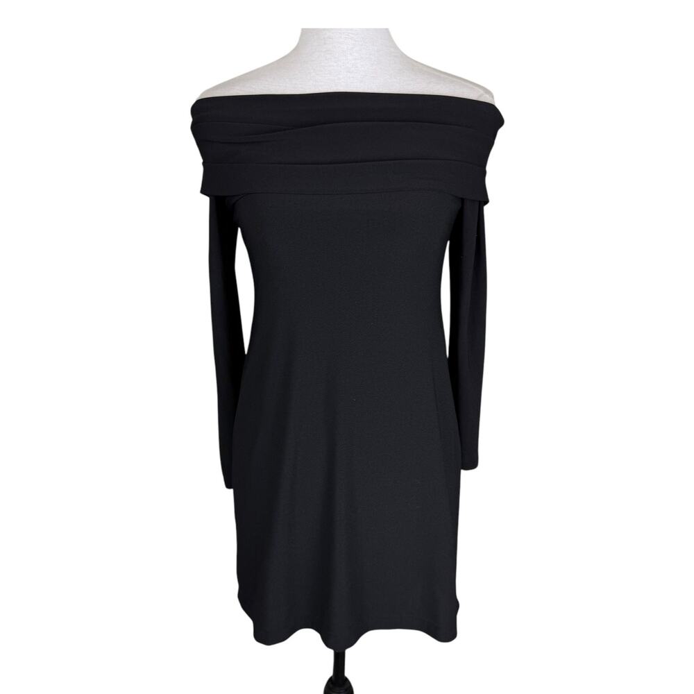 White House Black Market WHBM Off the Shoulder Long Sleeve Stretch Fitted Dress